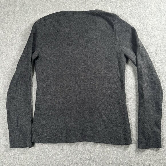Vtg Y2K Old Navy Gray Wool Blend V-Neck Sweater Women’s L Small Minimalist Basic - Picture 2 of 10